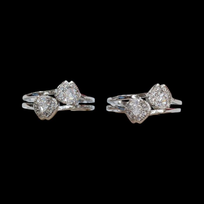 Close up of silver toe rings Close up of silver toe rings with zirconia stones