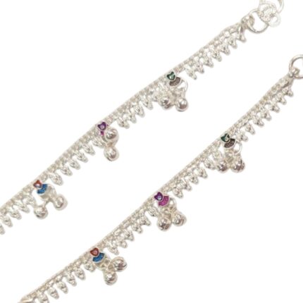 Close up of silver anklets for baby
