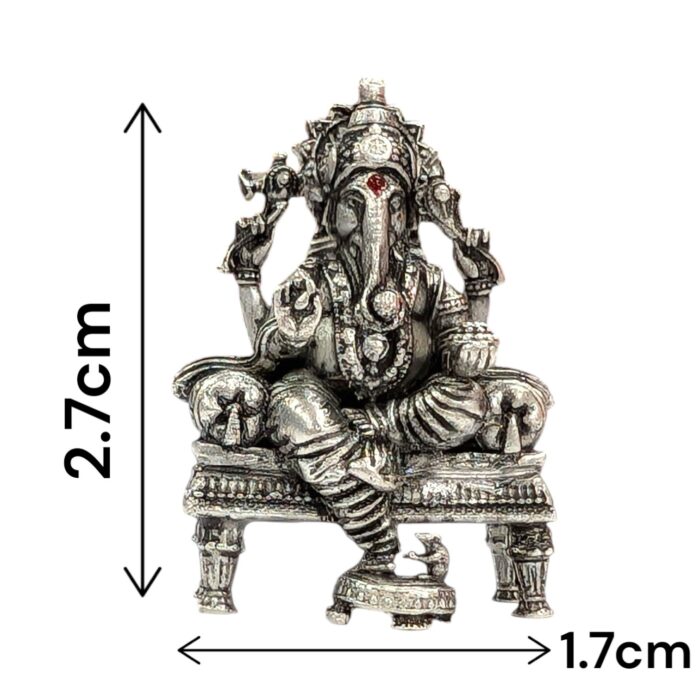 Pure Silver Ganesha Idol - 2.7cm - Image 5