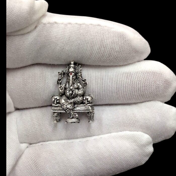 Pure Silver Ganesha Idol - 2.7cm - Image 2