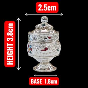Dimensions of pure silver kumkum container box 