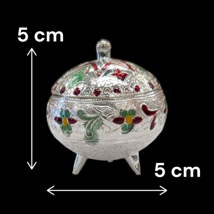 Dimensions of pure silver kumkum container | Silver trinket box