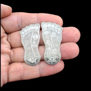 Real look of Pure Silver Lakshmi Charan on a adult hand