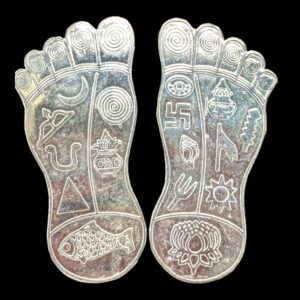 Close up of Pure Silver Lakshmi feet | Lakshmi Charan Paduka