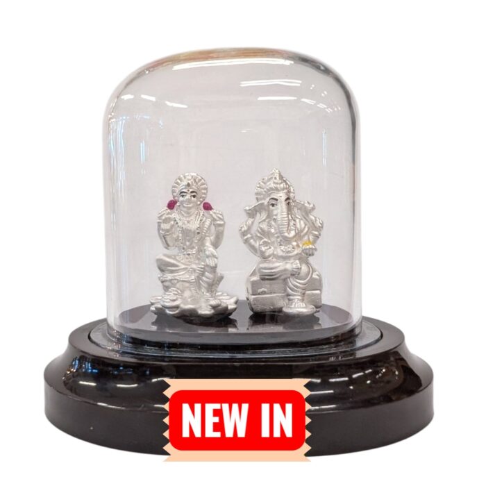 Pure silver Lakshmi Ganesha idol in dome Pure silver Lakshmi Ganesha idol in dome
