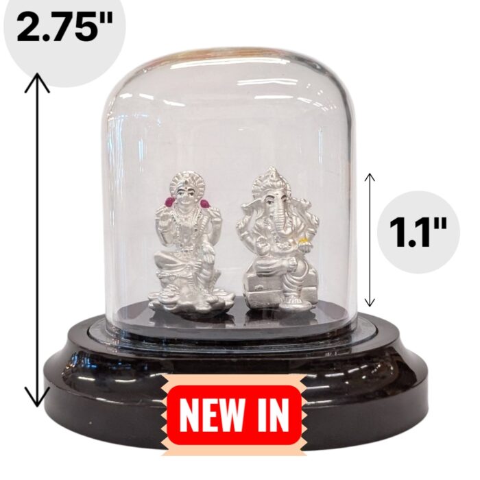 Pure silver Lakshmi Ganesha idol in dome Dimensions of Pure silver Lakshmi Ganesha idol in dome