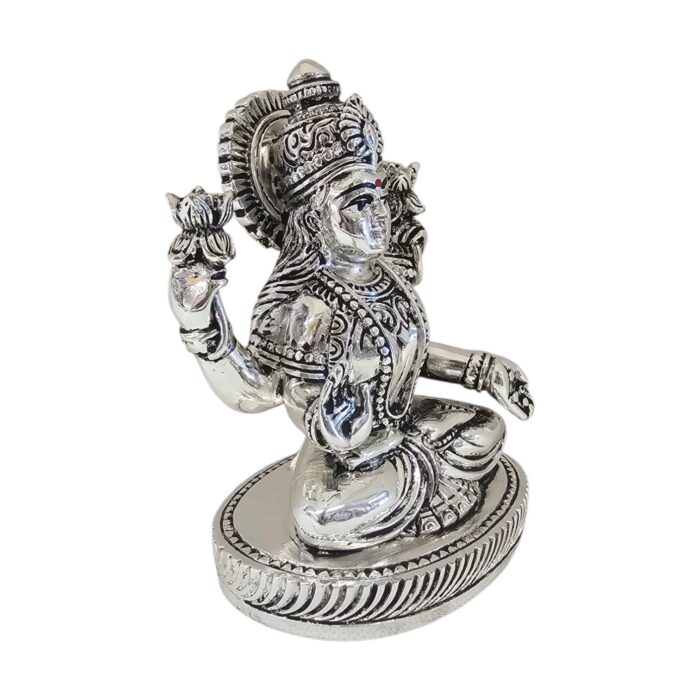Side Profile view of Lakshmi Statue - Silver Plated