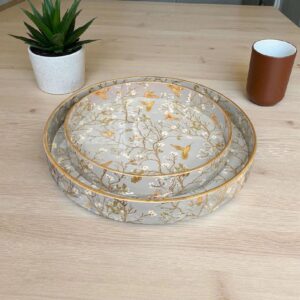 Serving Tray Set of 2 | High gloss with gold inlay