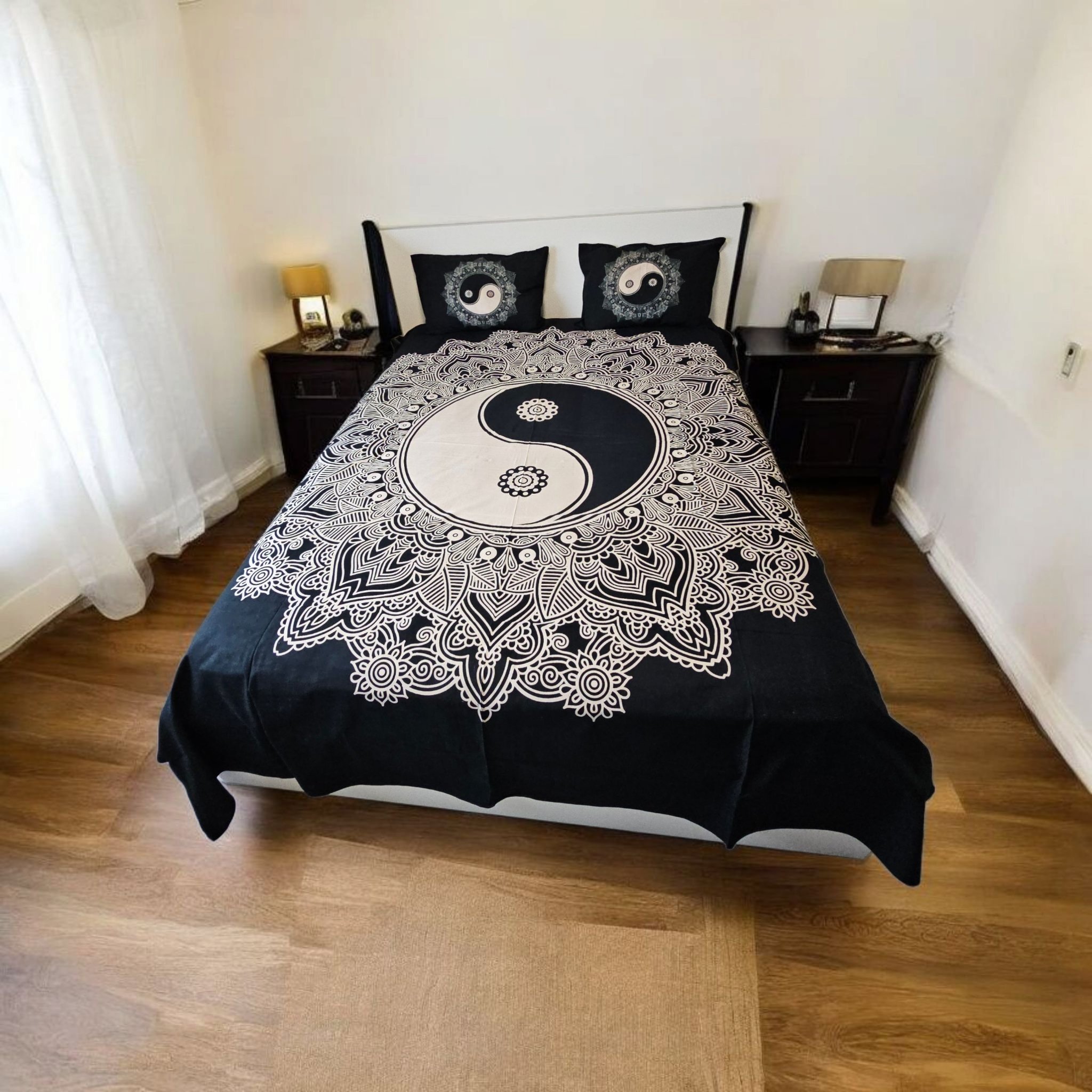 Yin Yang Mandala bedding set | Cotton Bedsheet with 2 Pillow Covers Yin Yang Mandala bedding set | Cotton Bedsheet with 2 Pillow Covers