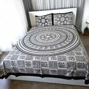Cotton Bedsheet with 2 Pillow Covers | Mandala bedding set