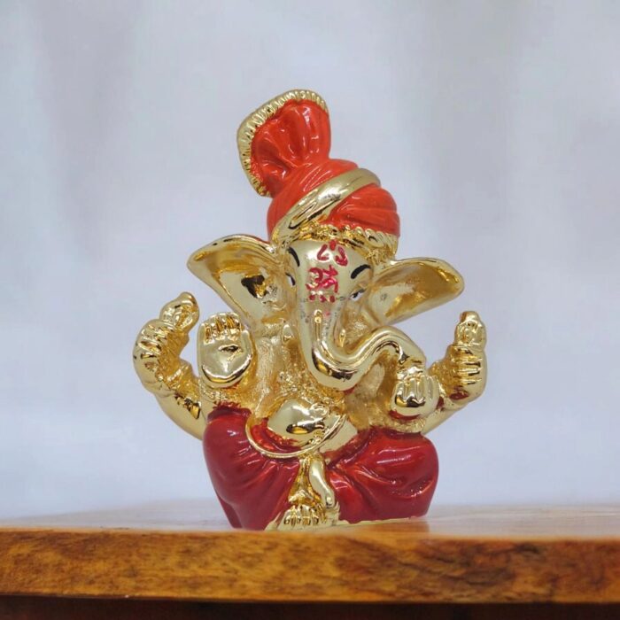 Gold plated Ganesh Statue | Small Car Dashboard Idol