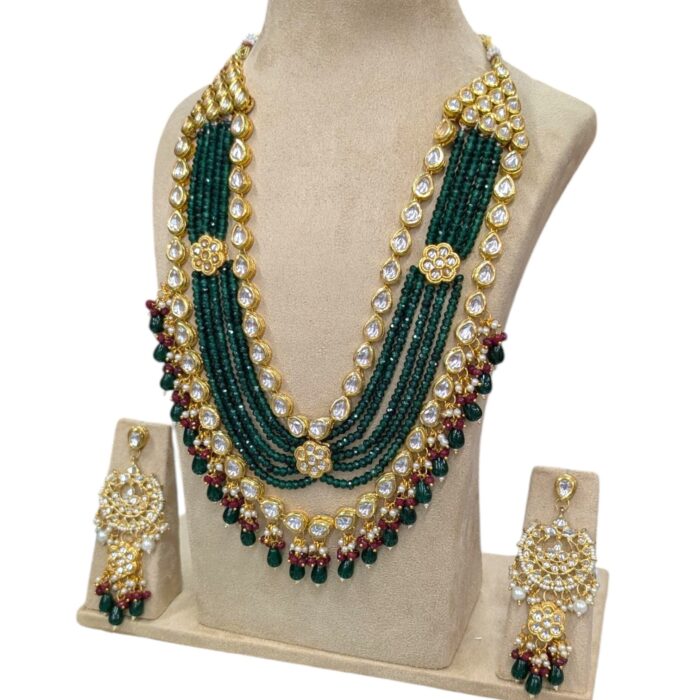 Maharani haar with earring | Semi Precious Necklace and Earring Set - Image 3