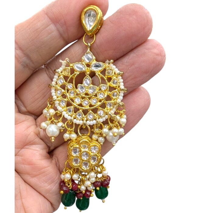 Maharani haar with earring | Semi Precious Necklace and Earring Set - Image 8