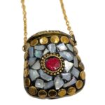 Handmade Vintage Mosaic Bag Pendant Necklace - White