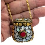 Handmade Vintage Mosaic Bag Pendant Necklace - White - Image 3
