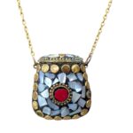 Handmade Vintage Mosaic Bag Pendant Necklace - White - Image 6