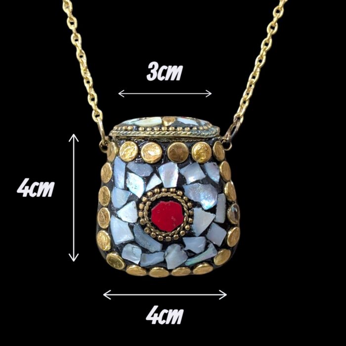 Handmade Vintage Mosaic Bag Pendant Necklace - White - Image 2