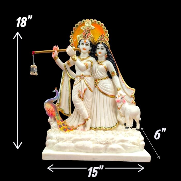 Radha Krishna Statue - White - 18 inches | Large Poly stone Idol - Image 2