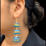 Meena Jhumki earrings | Party Wear Dangler Earrings - Image 4