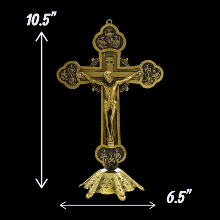 Twelve Apostles Alloy metal Standing Crucifix - Golden ox - Image 2