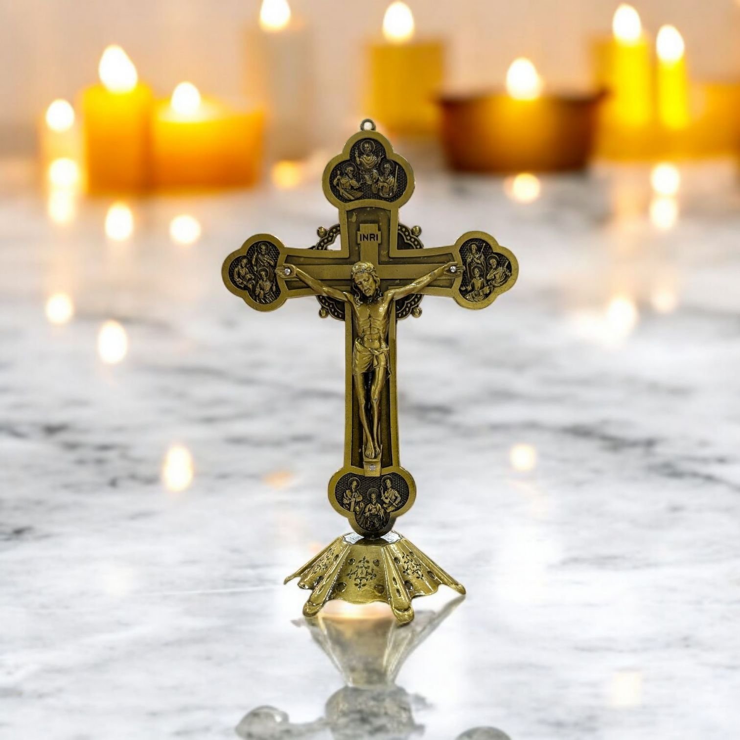 PXL_20251113_204938855 (2).jpg Twelve Apostles Alloy metal Standing Crucifix - Golden ox - Image 1