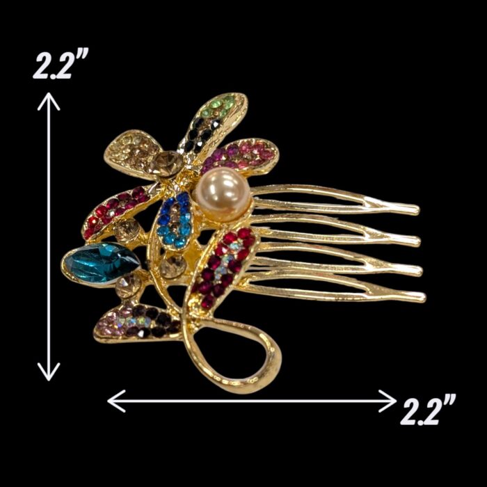 Crystal Decorative Hair Comb | Colorful Rhinestone - ZC - Image 2