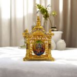 Ram Darbar Frame - in a small mandir backdrop