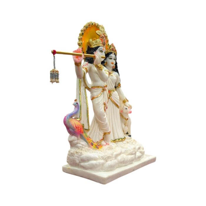 Radha Krishna Statue - White - 18 inches | Large Poly stone Idol - Image 4