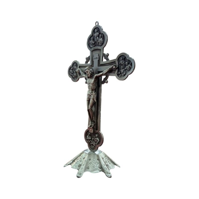 Twelve Apostles Alloy metal Standing Crucifix - Silver ox - Image 4
