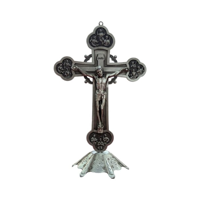 Twelve Apostles Alloy metal Standing Crucifix - Silver ox - Image 5