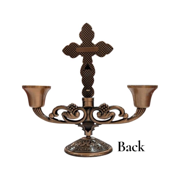 Crucifix Pillar Taper Candlestick Stand - 5 inch - CB - Image 6