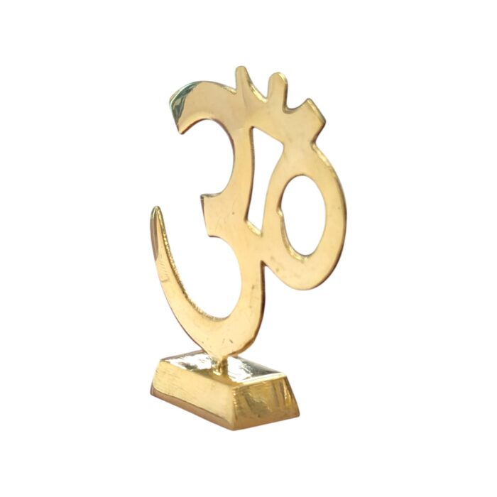 Side Profile view of Brass Om