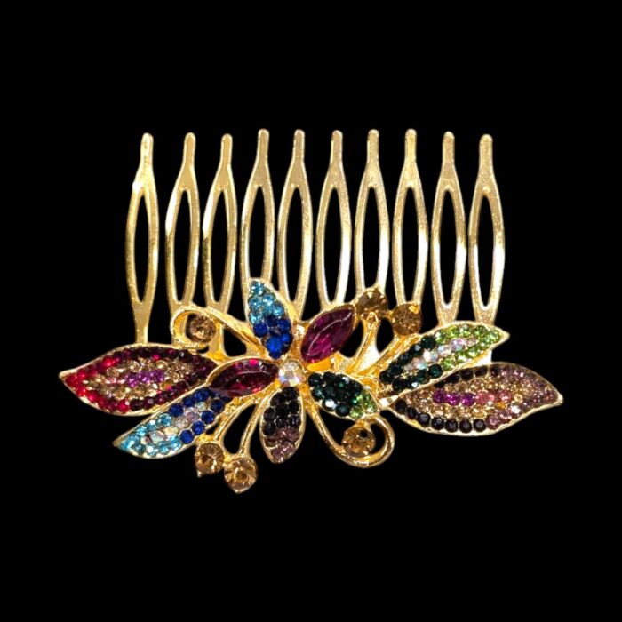 Close up of Decorative Hair Comb with studded cz stones