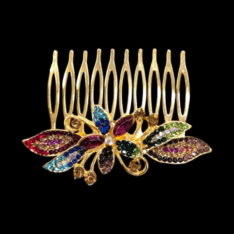 Close up of Decorative Hair Comb with studded cz stones