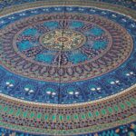 Close up of Blue Mandala bedding set | Cotton Bedsheet with 2 Pillow Covers