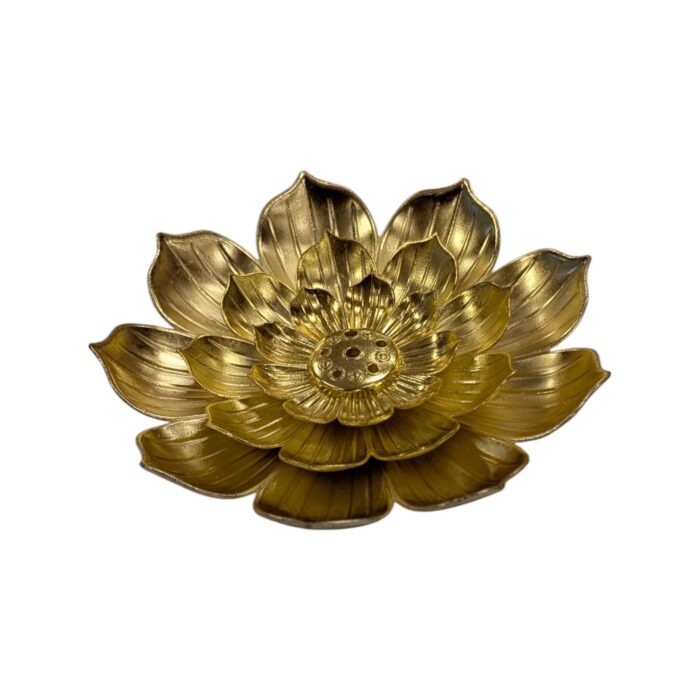 Side profile view of lotus shaped Incense Holder with ash catcher