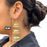 Dimensions of 3 tier Jhumki earrings with meena work