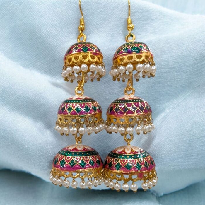 Meena Jhumki earrings | Party Wear Dangler Earrings