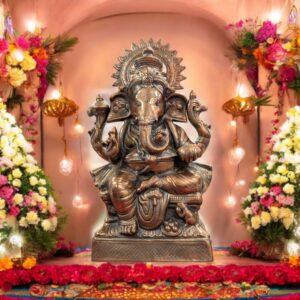 Metal Copper Ganesha Statue | Large 26 Inch Ganesha Idol