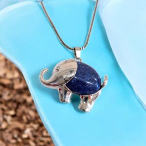 Celestite Necklace – Elephant pendant | Natural stone necklace