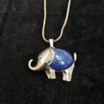 Elephant elephant shaped pendant with natural celestite necklace