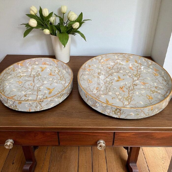 Serving Tray Set of 2 | High gloss with gold inlay