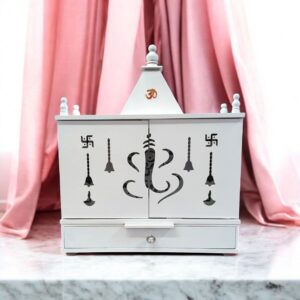 Wooden Puja Mandir | White home Temple - 24 inch width