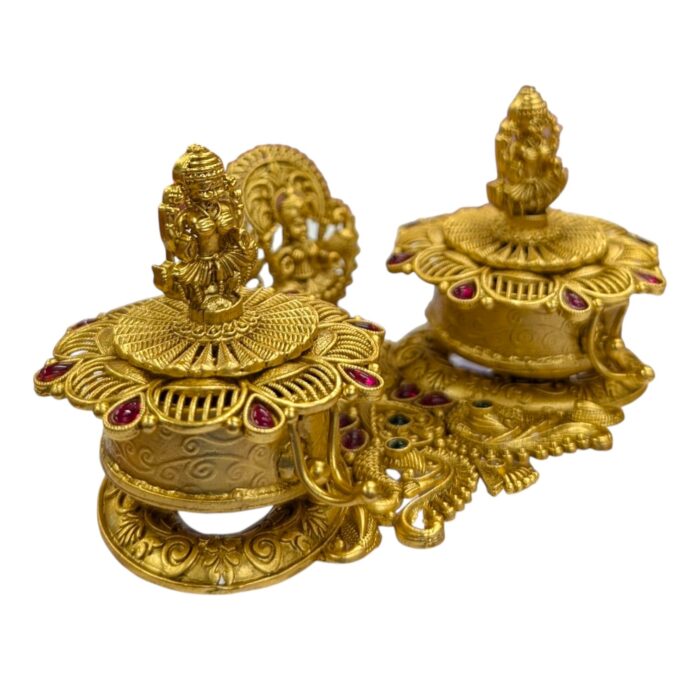 Lakshmi Themed Dual Kumkum Box - Image 2