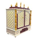 Side profile view of the wooden puja mandir