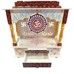 Wooden Mandir for Home | Maroon - Golden – 18 in x 23 in x 12 in - Image 7