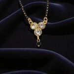 Close up of the small 3 stone mangal sutra for everyday wearing