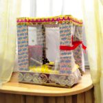 Laddu Gopal Bedroom with Net curtains – Yellow | Small – 9 inch