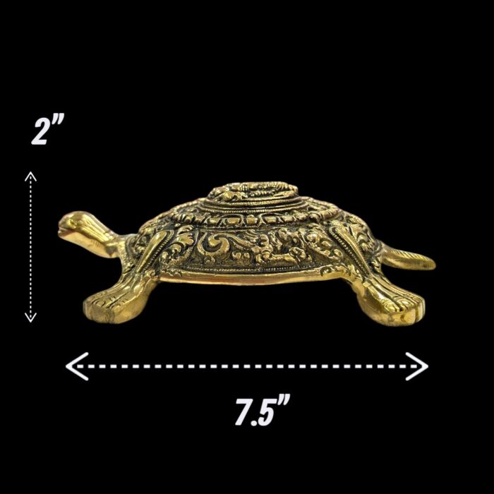 Brass Tortoise with Lord Ganesha on Back - 7.5 inch - Image 4