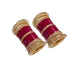 Designer Chura - Red - Flower | Wedding Chura Bangles - Image 4